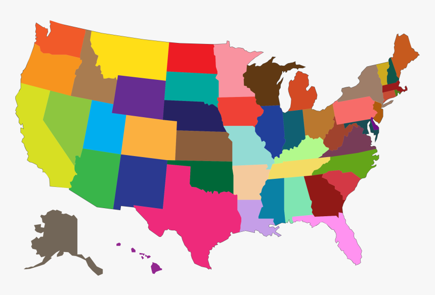 Multicolored United States Map Clip Arts - Transparent United States Map Clipart, HD Png Download