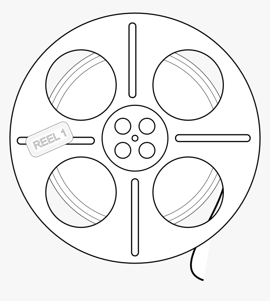 Film Tape Reel Black White Line Art 555px - White Film Wheel Png, Transparent Png