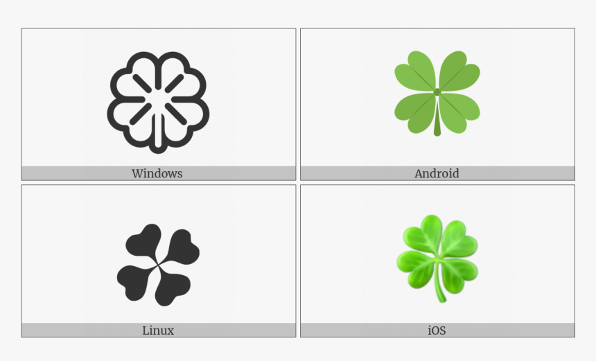 Four Leaf Clover On Various Operating Systems - Four Leaf Clover Logo Png, Transparent Png