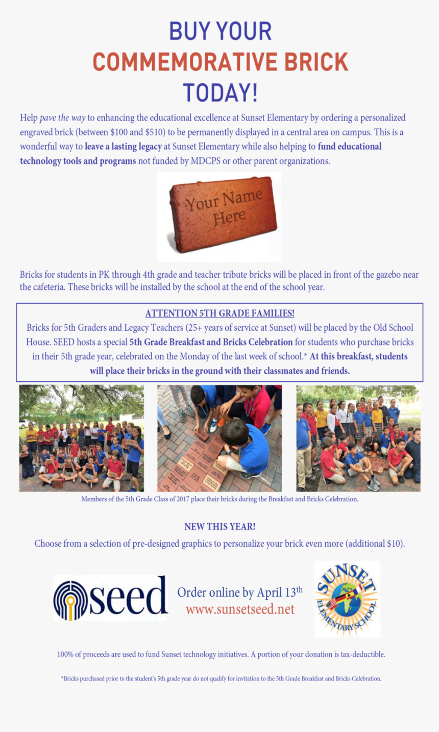 Seeds-brick - Sunset Elementary School, HD Png Download