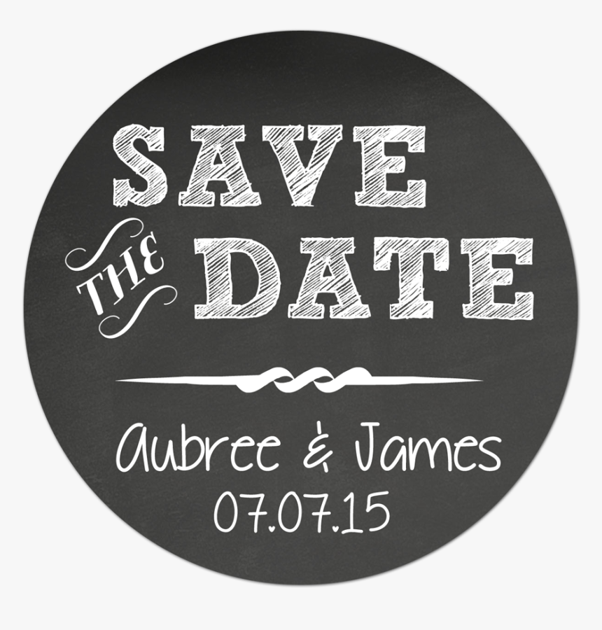 Save The Date Chalkboard Style Personalized Sticker - Label, HD Png Download
