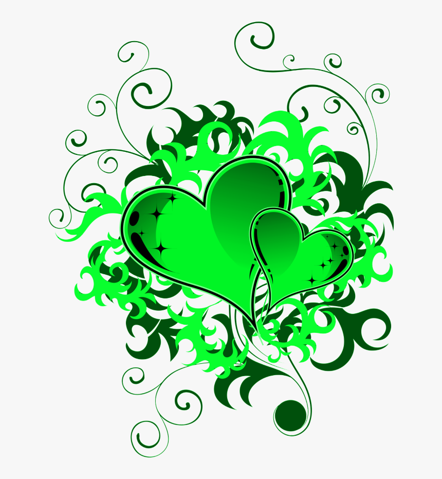 Transparent Green Swirls Png - Free Png Green Heart, Png Download