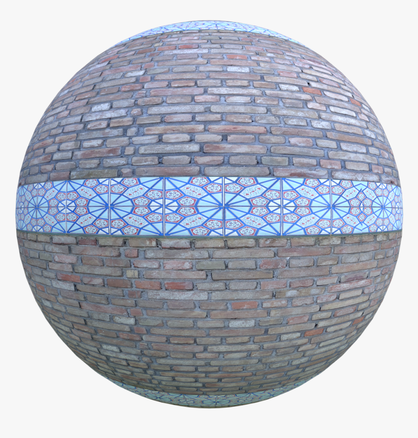 Seamless Brick Wall With Blue Ceramic - Cobblestone, HD Png Download