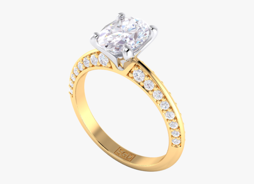 Knife Edge Pave Oval Engagement Ring, HD Png Download