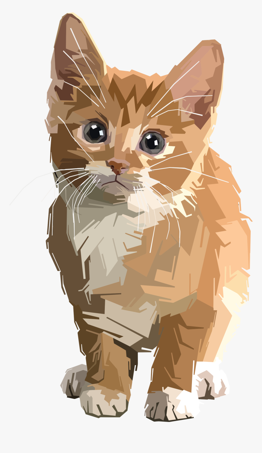 Stylized Geometric Kitten Big - Clip Art Kitten Transparent, HD Png Download