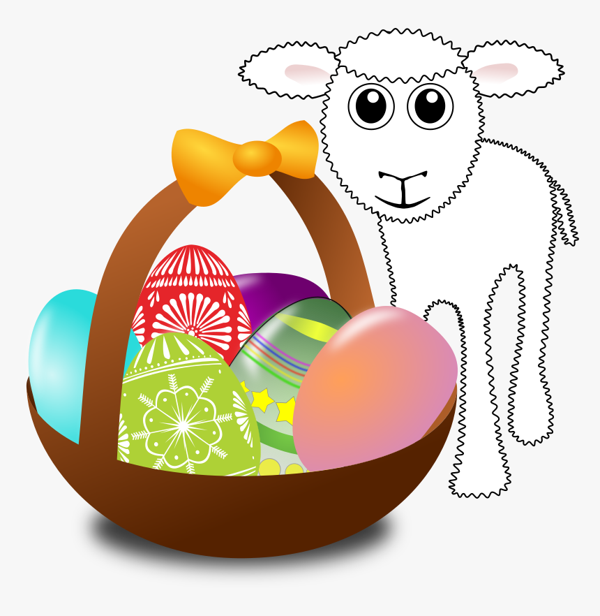 Funny Lamb With Easter Eggs In A Basket - Easter Bunny Clear Background, HD Png Download