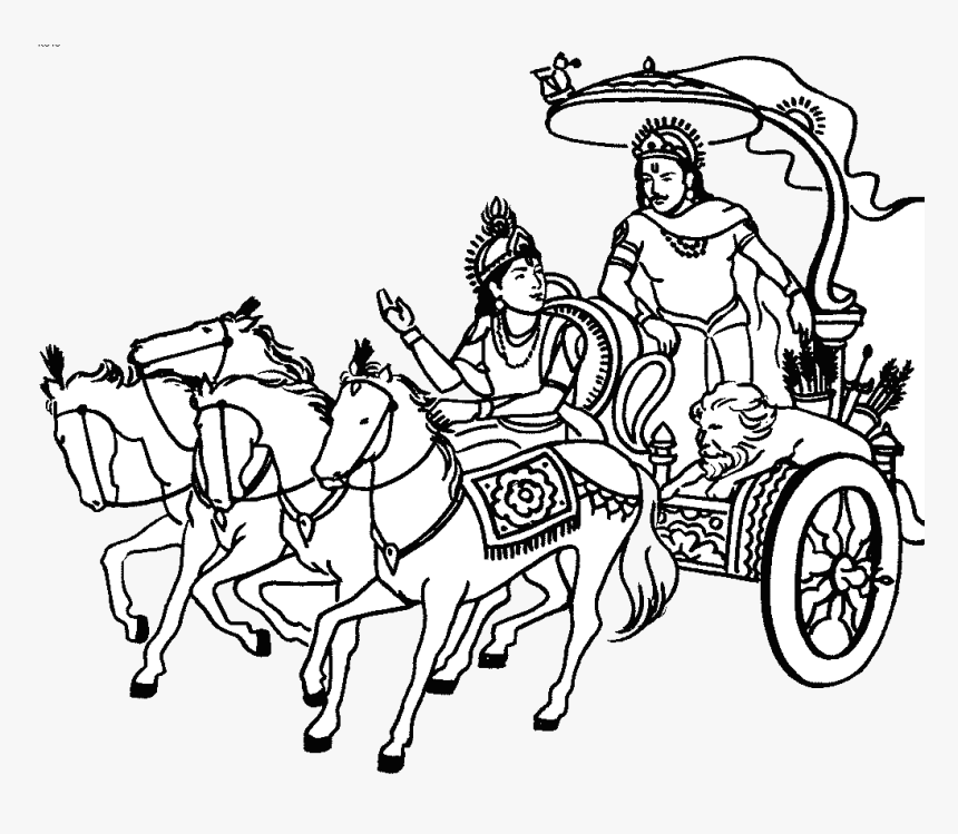 Radha Krishna Clipart Png - Krishna And Arjuna Drawing, Transparent Png