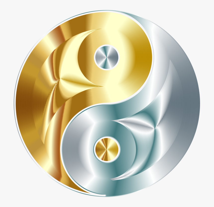 Symbol,yellow,computer Wallpaper - Yin And Yang Gold, HD Png Download