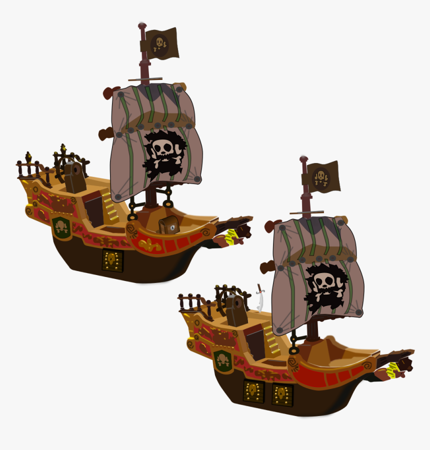 Spot The Difference Between Those Two Pirate Ships - Cartoon Pirate Ship 3d, HD Png Download