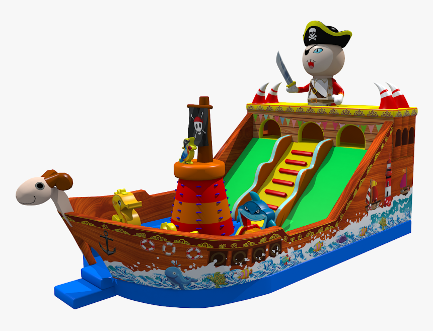 Thickened Pvc Pirate Ship Inflatable Castle With Slide - Boat, HD Png Download