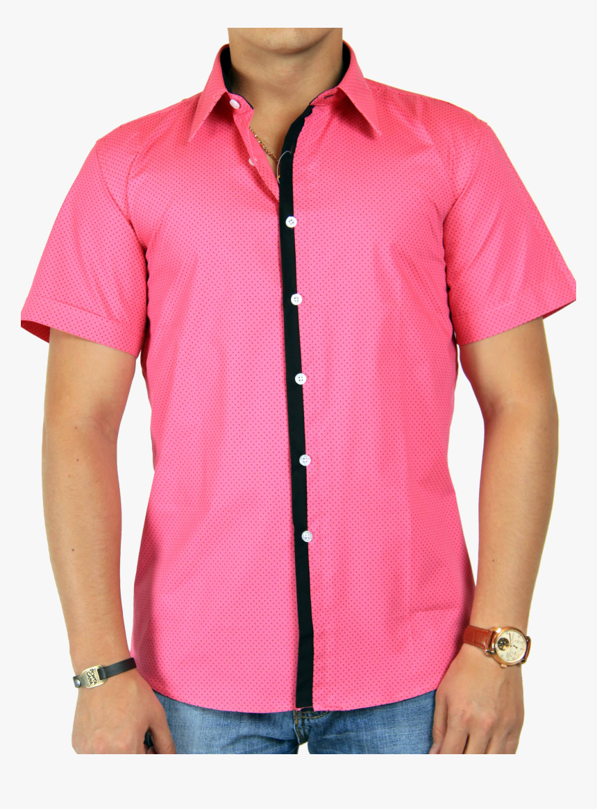 Dot Printed Pink Half Shirt Png Image - Мужская Розовая Футболка, Transparent Png
