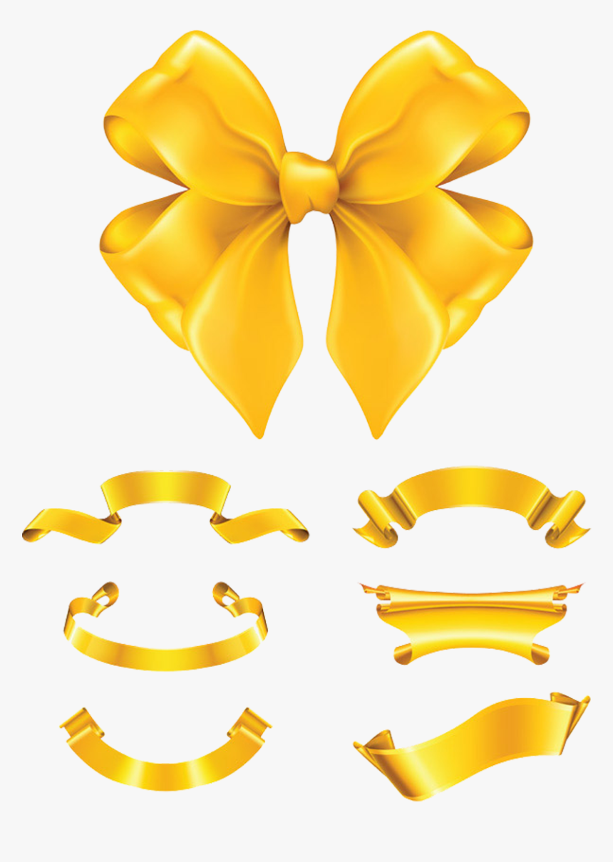 Gold Ribbon Bow - Yellow Ribbon, HD Png Download