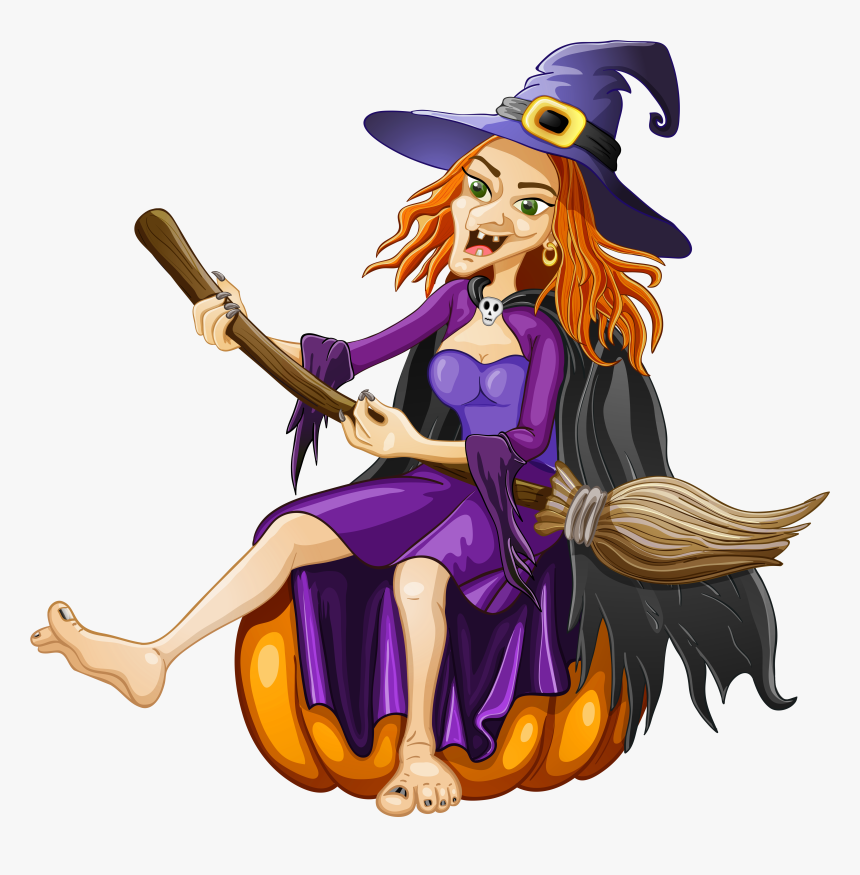 Halloween Witch With Pumpkin Png Clipart, Transparent Png