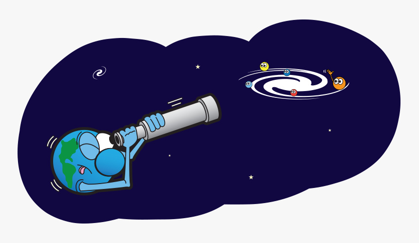 Earth With Telescope Cartoon, HD Png Download