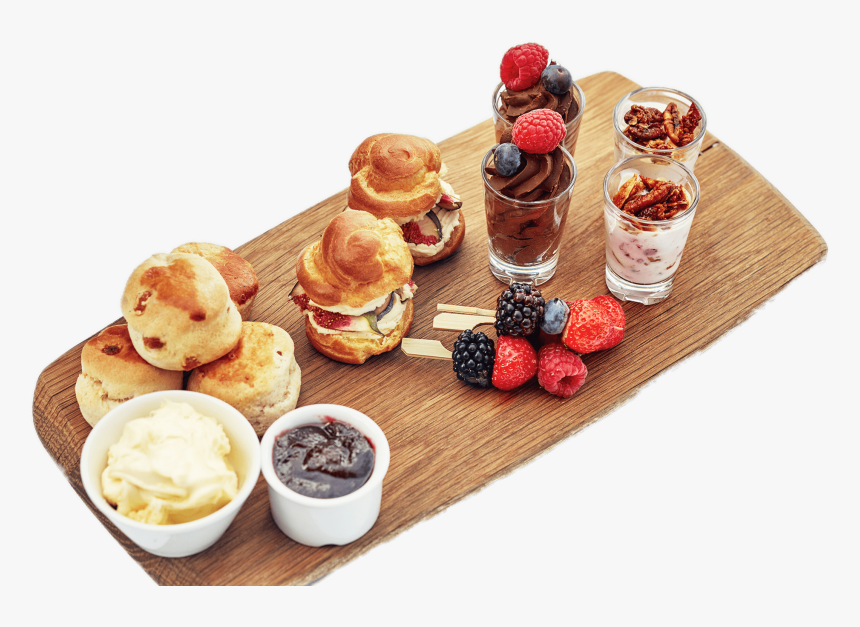 Afternoon Tea Selection On A Wooden Plate - Cream Tea Transparent, HD Png Download