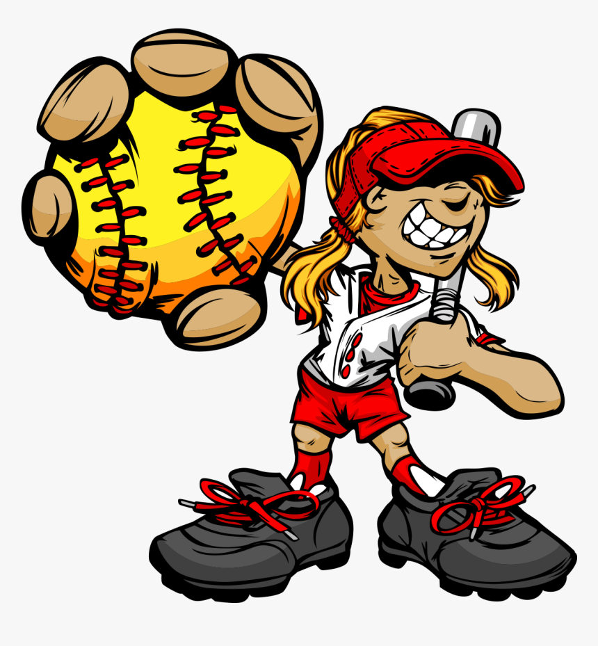 Clip Freeuse Download Fastpitch Softball Art Tennis - Softball Girl Cartoon, HD Png Download