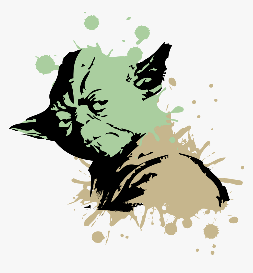 Stencil Yoda Dj Png, Transparent Png
