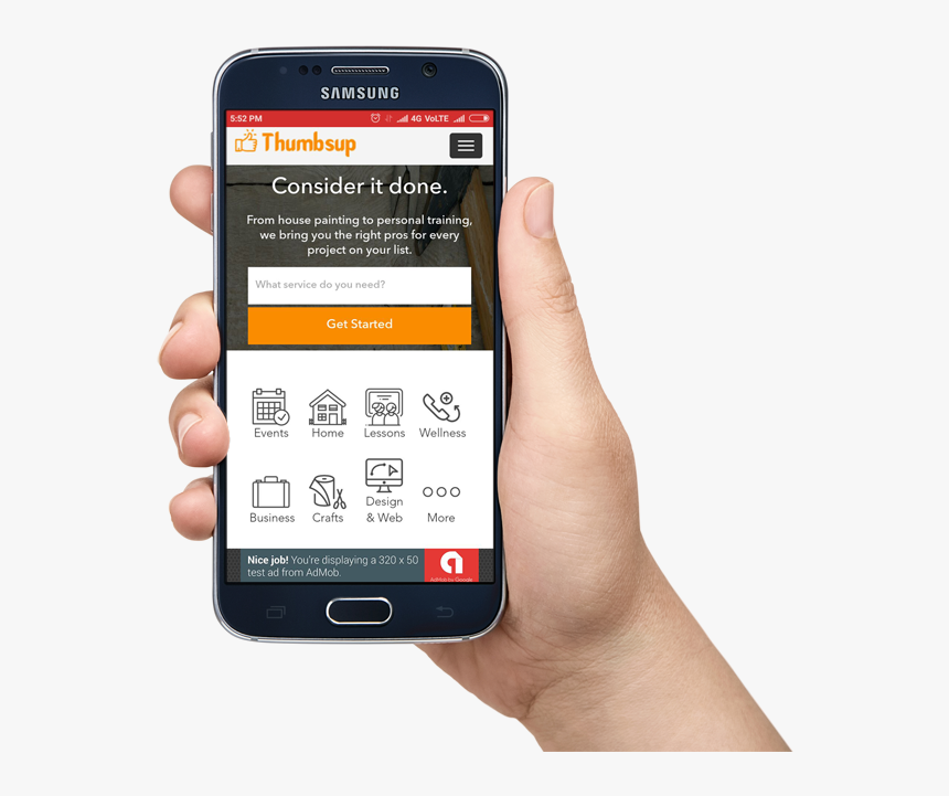 Transparent Thumbtack Png - Android Mobile Png With Hand, Png Download