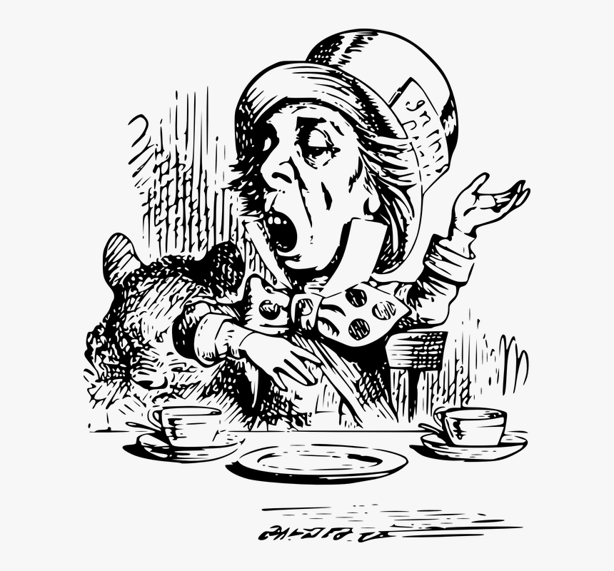 Hatter, Mad, Alice In Wonderland, Tea, Party, Book - Public Domain Alice In Wonderland Illustration, HD Png Download