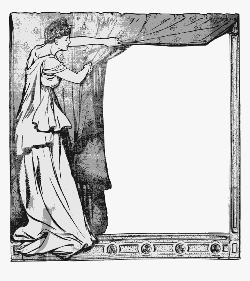Lady Curtain Frame Clip Arts - Clipart Vintage Frames, HD Png Download