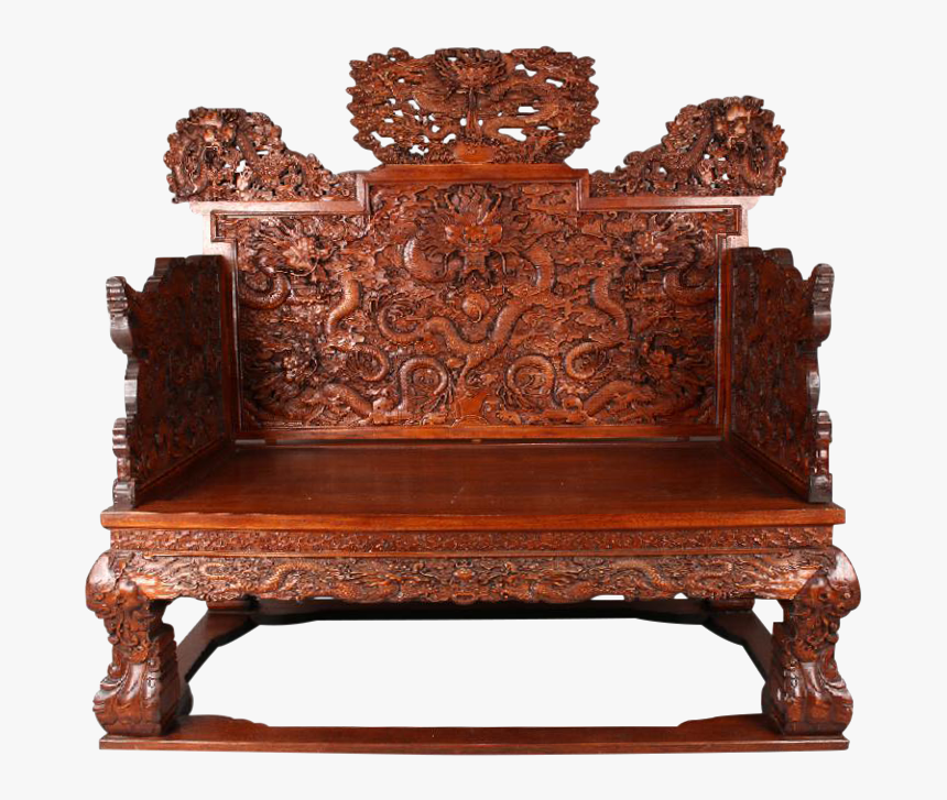 Chinese Huanghuali Dragon Throne Chair - Wood Carving, HD Png Download