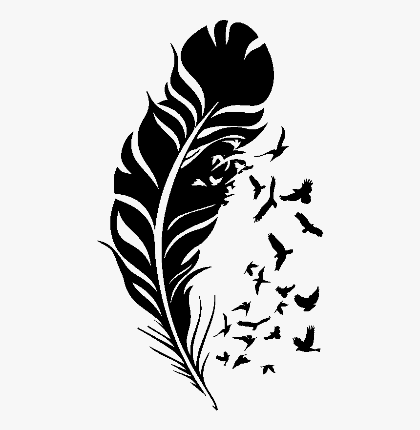 Transparent Boho Feather Png - Feather With Birds Png, Png Download