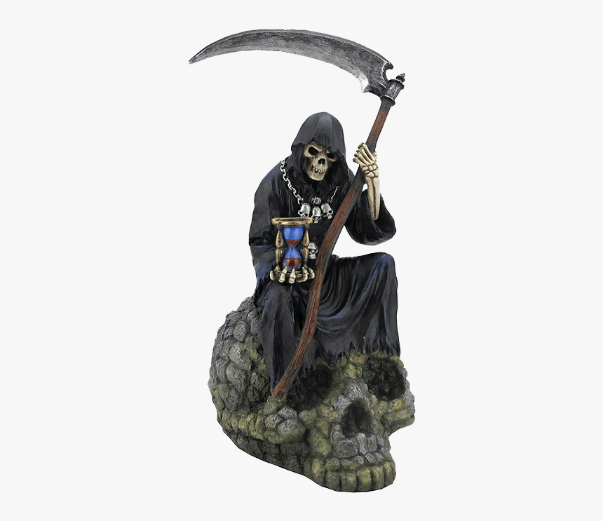 Grim Reaper On Skull - Grim Reaper Holding A Scythe Statue, HD Png Download