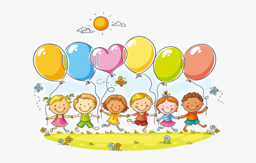 Los Ni Os Y Transparent Background - Kids Cartoon With Balloons, HD Png Download