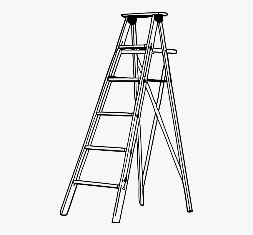 Ladder, Aluminium, Foldable, Metal, Single, Climb - Ladder Clipart Black And White, HD Png Download