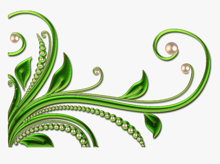 Leaves And Pearls Png By Melissa - Design Border Green Background, Transparent Png
