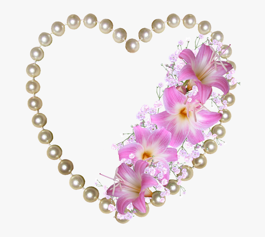 Pearls, Heart, Lilies, Decoration - Flower Good Night Love, HD Png Download