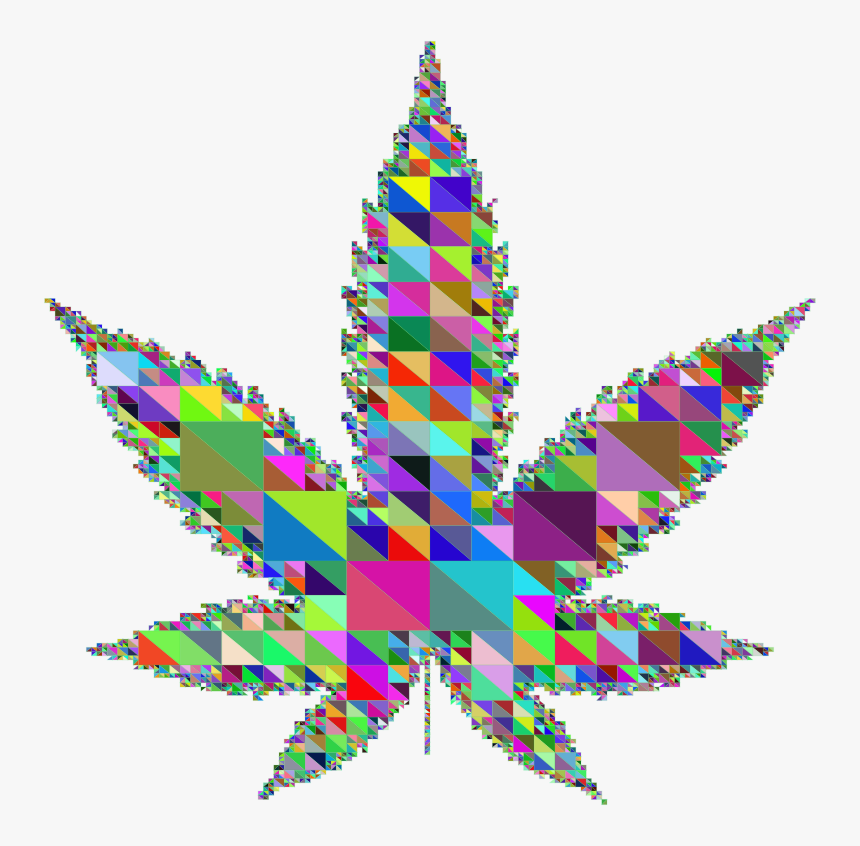 Triangular Marijuana Leaf Prismatic - Illustration, HD Png Download