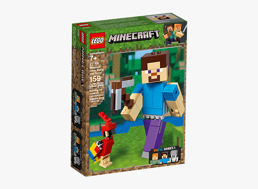 Minecraft ™ Steve Bigfig With Parrot 21148 Minecraft, HD Png Download