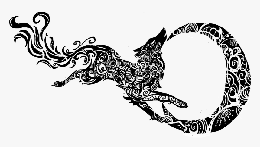 Gray Wolf Tribe Tattoo - Tribal Wolf Transparent Background, HD Png Download