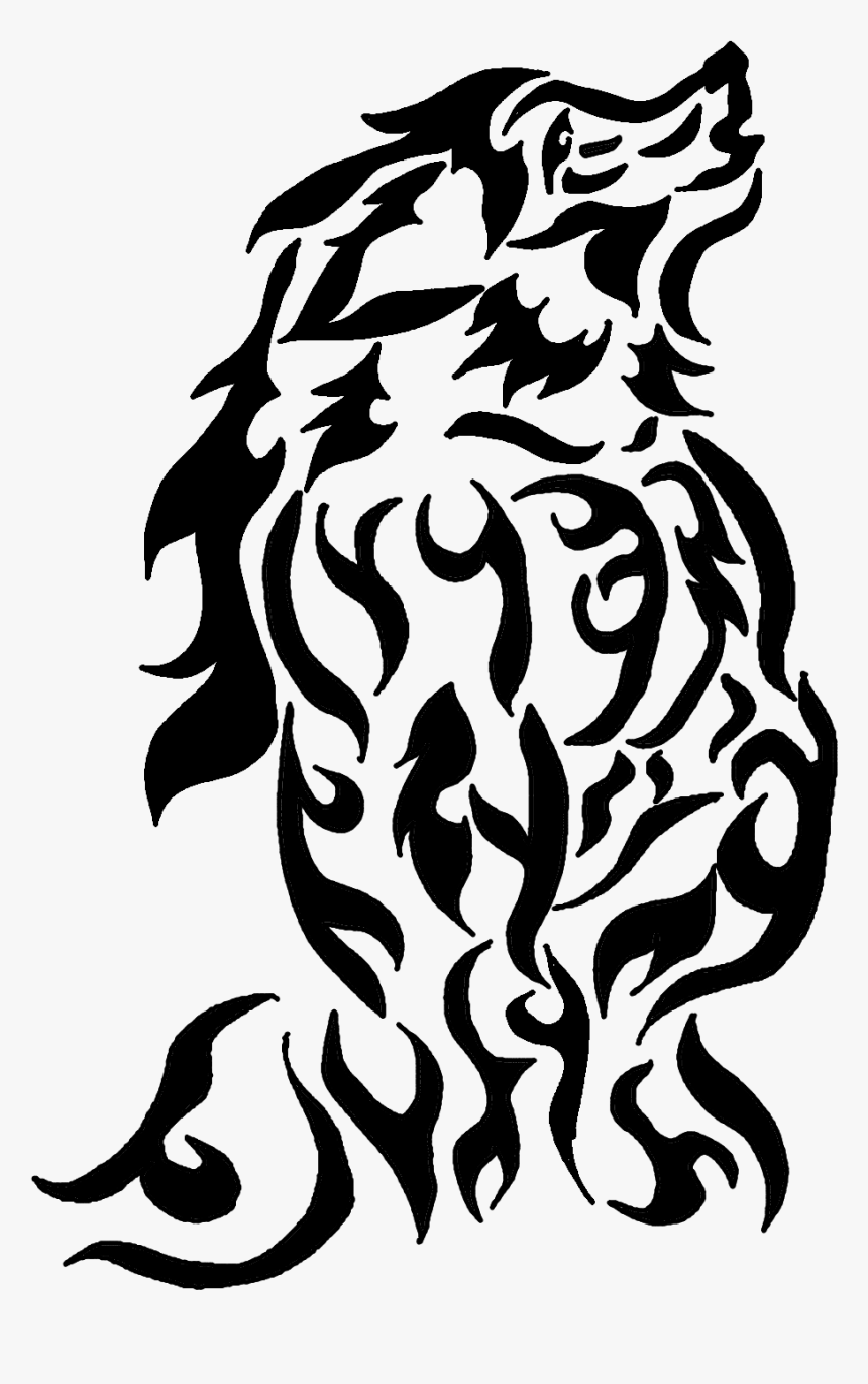 Hd Anthro Wolf Howling Tribal By Ceeme521 Anthro Wolf - Wolf Tattoo Tribal Png, Transparent Png