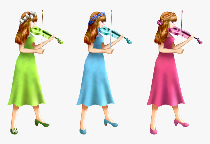 Music, Violin, Violinist, Women, Girls, Dress, Playing - Illustration, HD Png Download