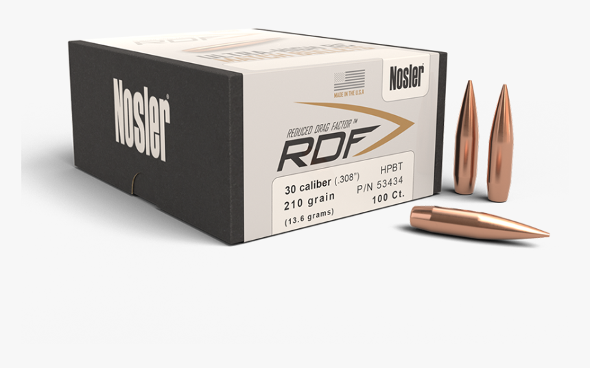 Nosler Rdf 30 Cal 210 Gr Hpbt Bullets - Bullet, HD Png Download