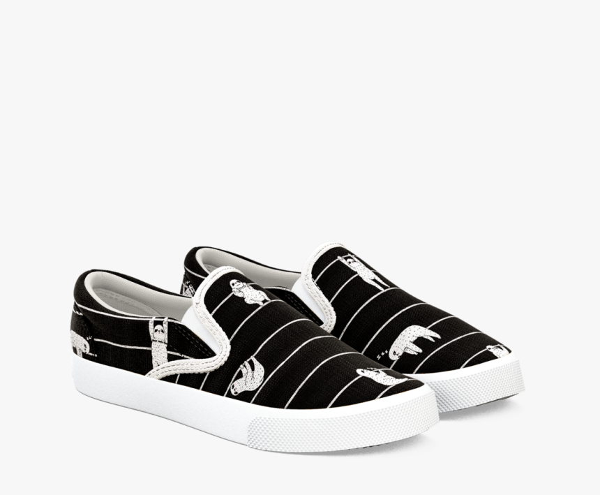 Black Slip On Sneakers Mens Flower, HD Png Download