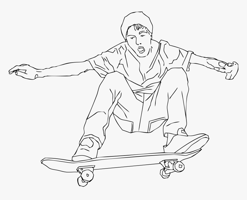 Ollie - Skateboarding Black And White Clipart, HD Png Download