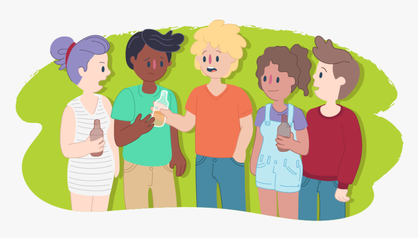 Teenager Being Pressured By His Friends To Have A Drink - Teenagers Drinking Alcohol Cartoon, HD Png Download