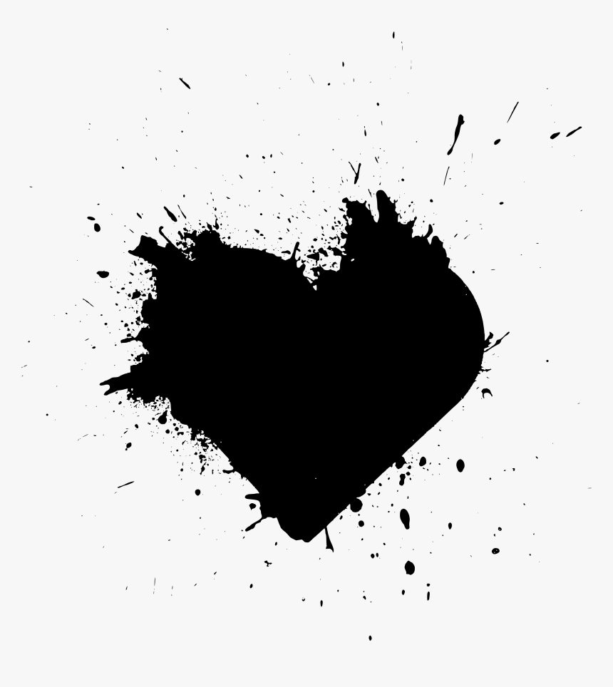 Heart Splatter Paint Black, HD Png Download