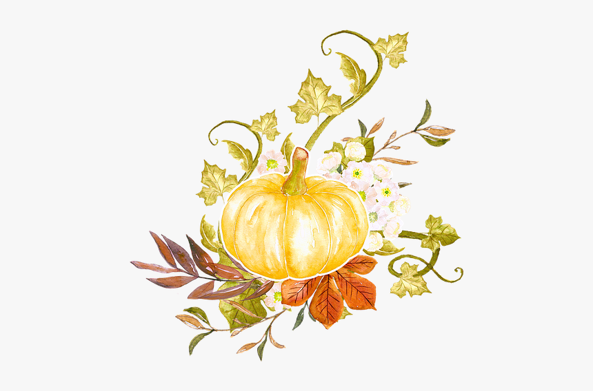 Pumpkin And Leaves - 秋 水彩画, HD Png Download