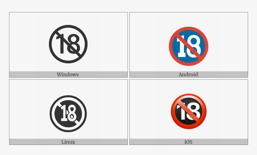 No One Under Eighteen Symbol On Various Operating Systems - Circle, HD Png Download