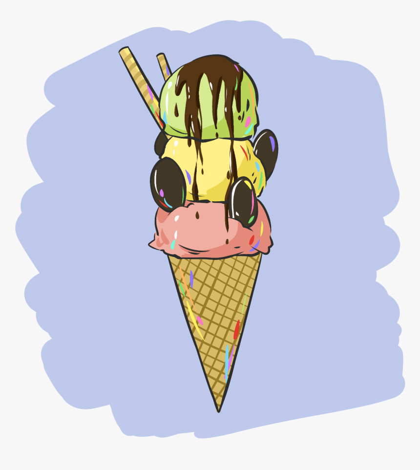Ice Cream Cone Biscuit Chocolate Sauce Png And Psd - Illustration, Transparent Png