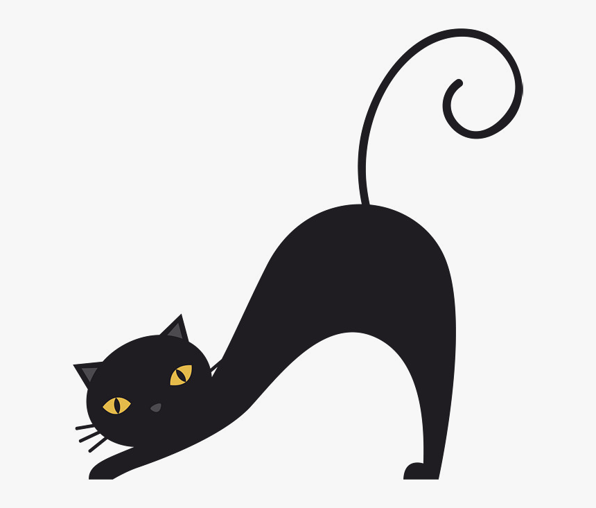 Black Cat X Stretched Vector Clipart Transparent Png - Black Cat Vector Png, Png Download