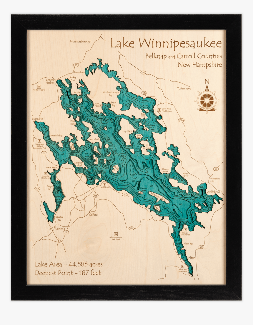 Lake Winnipesaukee Map Pdf, HD Png Download