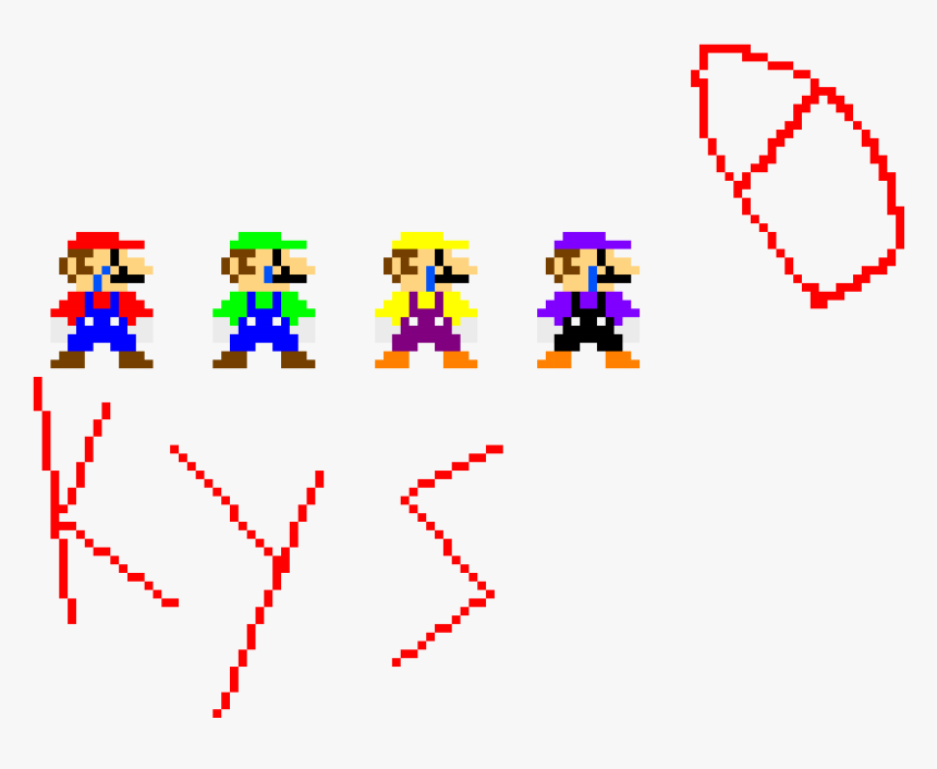 Transparent Mario And Luigi Png - Wario Waluigi Mario Luigi Pixel, Png Download