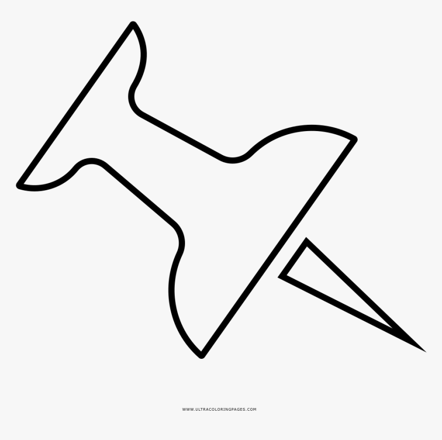 Thumbtack Coloring Page - Line Art, HD Png Download