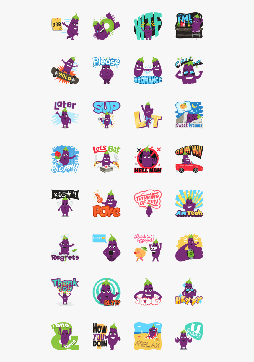สติ๊กเกอร์ไลน์ The Eggplant, HD Png Download