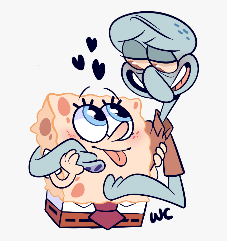Spongebob X Squidward Cute, HD Png Download